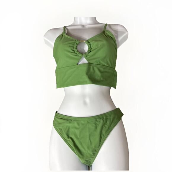 Charmo Women's High-Waisted 2-Piece Bikini Set, Green, size Medium - Picture 1 of 8